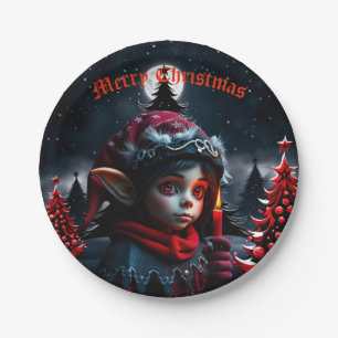 Gothic elf magic under the full moon. paper plate