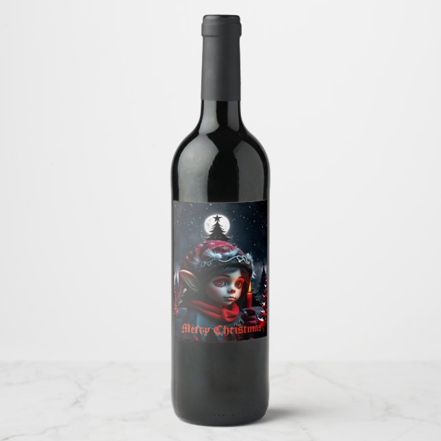 Gothic elf magic under the full moon.  wine label (Front)