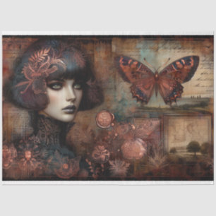 Gothic Ephemera Lace Butterfly Lady Decoupage Tissue Paper