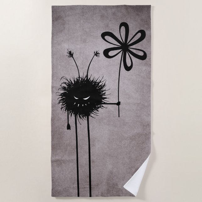 Gothic Evil Flower Bug Vintage Beach Towel (Front)