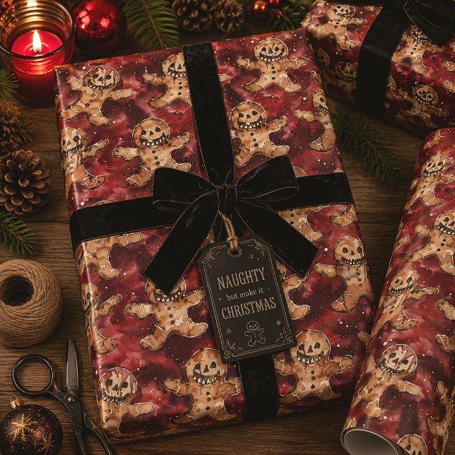 Gothic Evil Gingerbread Spooky Christmas Wrapping Paper (Creator Uploaded)