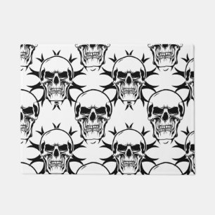 Gothic Evil Skulls BLACK AND WHITE Doormat