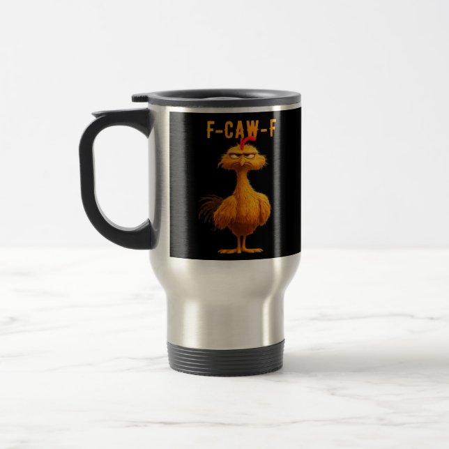 Gothic F-Caw-F Crow Funny Humour Travel Mug (Left)