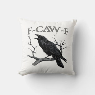 Gothic F-Caw-F Funny Crow Humour Essential Vintage Cushion