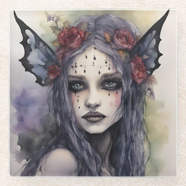 Gothic fae Jewlery keepsake box Glass Coaster (Front)