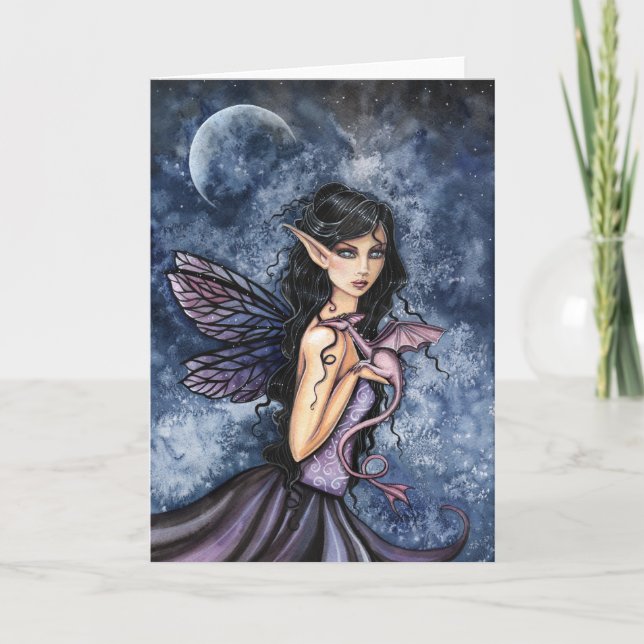 Gothic Fairy and Dragon Card by Molly Harrison (Front)