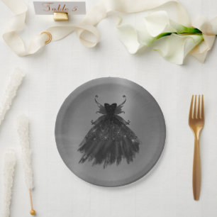 Gothic Fairy Black Gown   Vampy Glam Goth Sheen Paper Plate