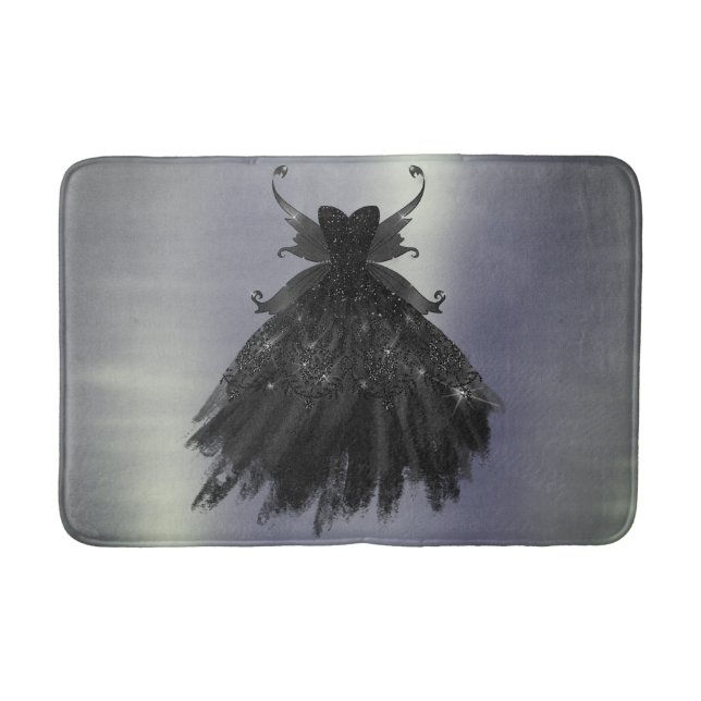 Gothic Fairy Black Gown | Vampy Goth Glam Sheen Bath Mat (Front)