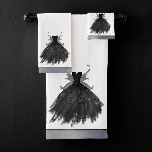 Gothic Fairy Black Gown   Vampy Goth Glam Sheen Bath Towel Set