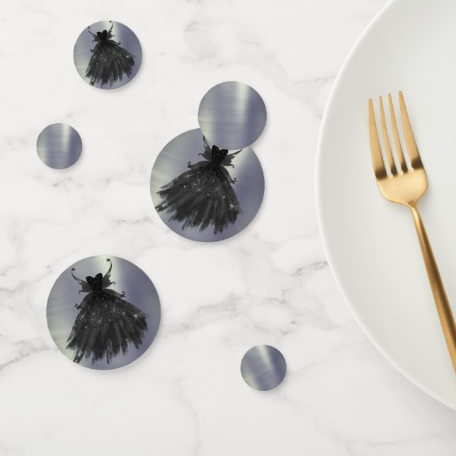 Gothic Fairy Black Gown | Vampy Goth Glam Sheen Confetti (Group)