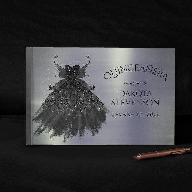 Gothic Fairy Black Gown | Vampy Goth Glam Sheen Guest Book (Creator Uploaded)