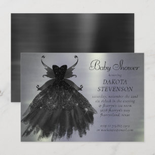 Gothic Fairy Black Gown Vampy Goth Glam Sheen Invitation