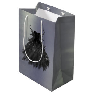 Gothic Fairy Black Gown   Vampy Goth Glam Sheen Medium Gift Bag