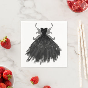 Gothic Fairy Black Gown   Vampy Goth Glam Sheen Napkin