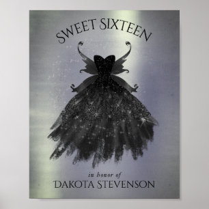 Gothic Fairy Black Gown   Vampy Goth Glam Sheen Poster