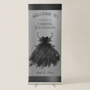 Gothic Fairy Black Gown Vampy Goth Glam Sheen Retractable Banner