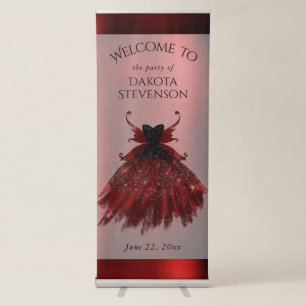 Gothic Fairy Crimson Gown   Deep Radiant Red Sheen Retractable Banner