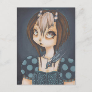 Gothic fairy dragon in blue postcard