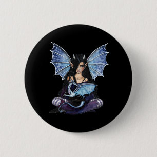 Gothic Fairy Dragon Pin, Button by Molly Harrison
