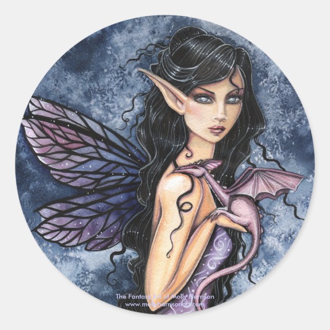 Gothic Fairy Dragon Sticker by Molly Harrison (Front)