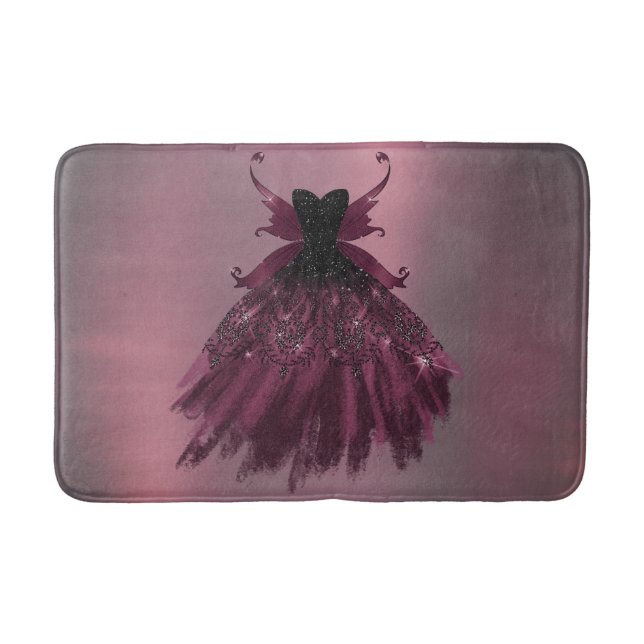 Gothic Fairy Fuchsia Gown | Punk Rock Pink Magenta Bath Mat (Front)