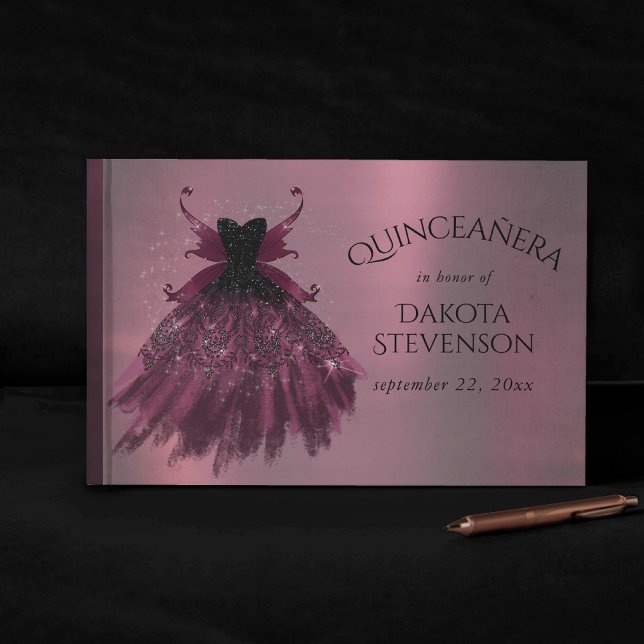 Gothic Fairy Fuchsia Gown | Punk Rock Pink Magenta Guest Book (Creator Uploaded)