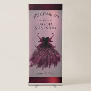 Gothic Fairy Fuchsia Gown   Punk Rock Pink Magenta Retractable Banner