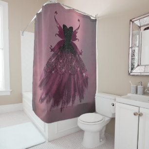 Gothic Fairy Fuchsia Gown   Punk Rock Pink Magenta Shower Curtain