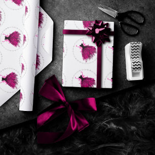 Gothic Fairy Fuchsia Gown   Punk Rock Pink Magenta Wrapping Paper