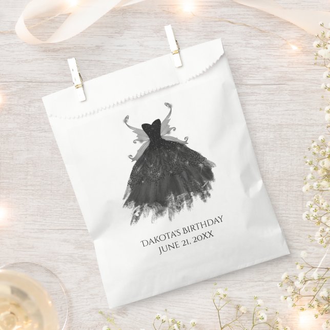 Gothic Fairy Gown | Black Vampy Glam Goth Luxury Favour Bags (Clipped)