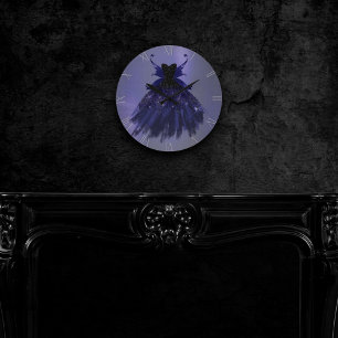 Gothic Fairy Gown   Black Vampy Glam Goth Sheen Round Clock
