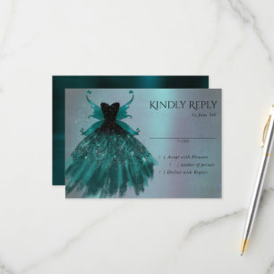 Gothic Fairy Gown Fantasy Emerald Green Sheen RSVP Card