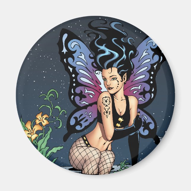 Gothic Fairy Grave Sitting with Tears by Al Rio Magnet (Front)