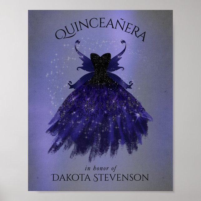 Gothic Fairy Indigo Gown | Dark Royal Purple Sheen Poster (Front)