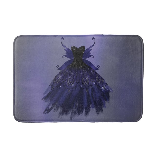Gothic Fairy Indigo Gown | Deep Royal Purple Sheen Bath Mat (Front)