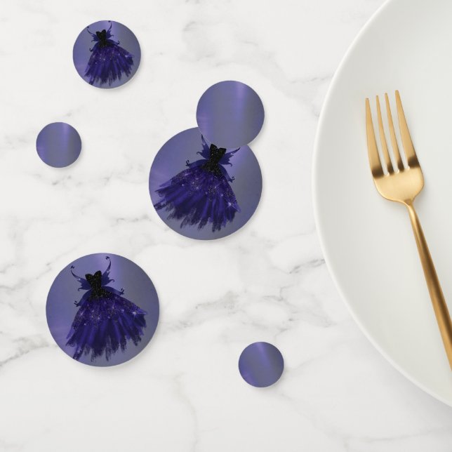 Gothic Fairy Indigo Gown | Deep Royal Purple Sheen Confetti (Group)