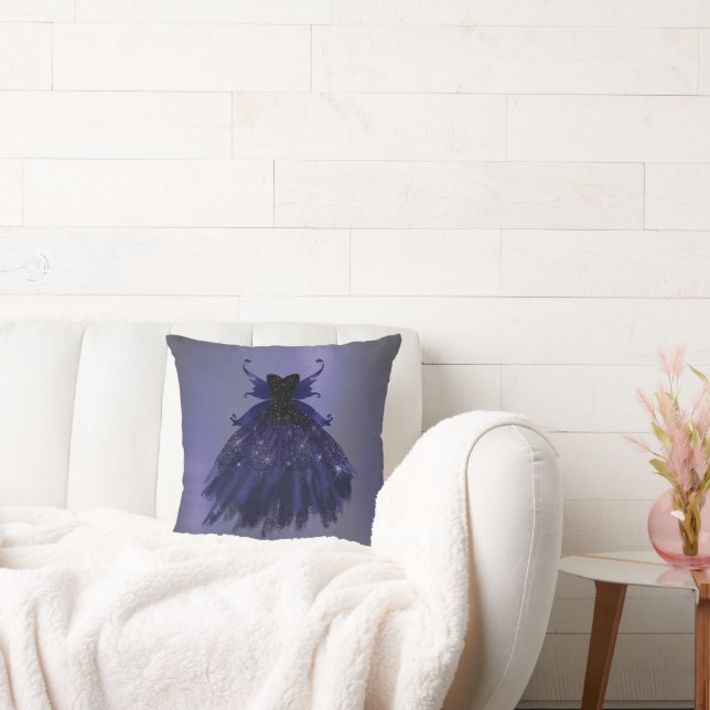 Gothic Fairy Indigo Gown | Deep Royal Purple Sheen Cushion (Couch)