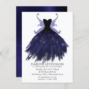 Gothic Fairy Indigo Gown   Deep Royal Purple Sheen Invitation