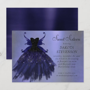 Gothic Fairy Indigo Gown   Deep Royal Purple Sheen Invitation