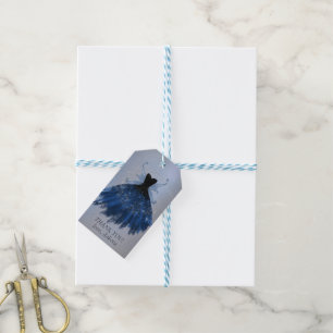 Gothic Fairy Navy Gown   Deep Blue Sheen Thank You Gift Tags