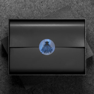 Gothic Fairy Navy Gown   Deep Cobalt Blue Sheen Classic Round Sticker