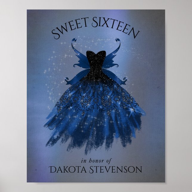 Gothic Fairy Navy Gown | Deep Cobalt Blue Sheen Poster (Front)