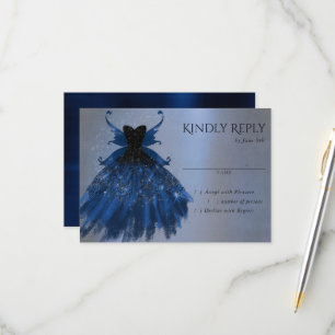 Gothic Fairy Navy Gown   Deep Cobalt Blue Sheen RSVP Card
