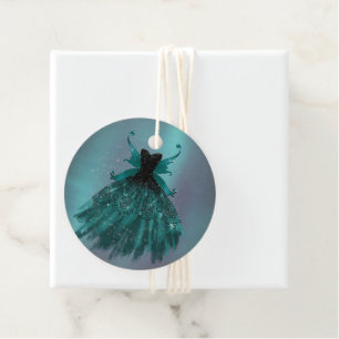 Gothic Fairy Teal Gown   Deep Midnight Green Sheen Favour Tags