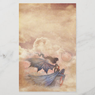 Gothic Fairy Vampire in Clouds Stationary Stationery