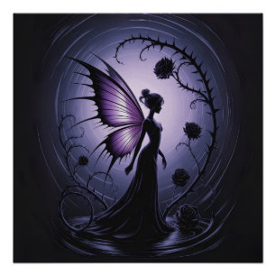 Gothic Fairy with Black Roses - Dark and E Phantas Poster