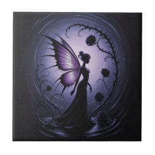 Gothic Fairy with Black Roses - Dark and E Phantas Tile