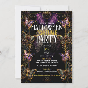 Gothic Fairytale Butterfly & Bat Halloween Party  Invitation