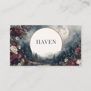Gothic Fairytale Celestial Moon Burgundy Rose Business Card