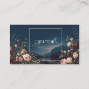Gothic Fairytale Crescent Moon Lake Floral Business Card